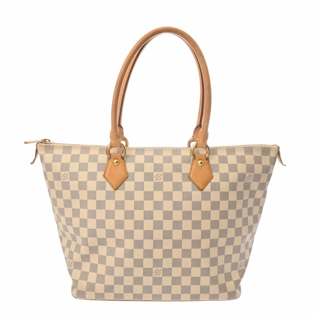 LOUIS VUITTON Damier Saleya Tote Bag White Canvas Handbag